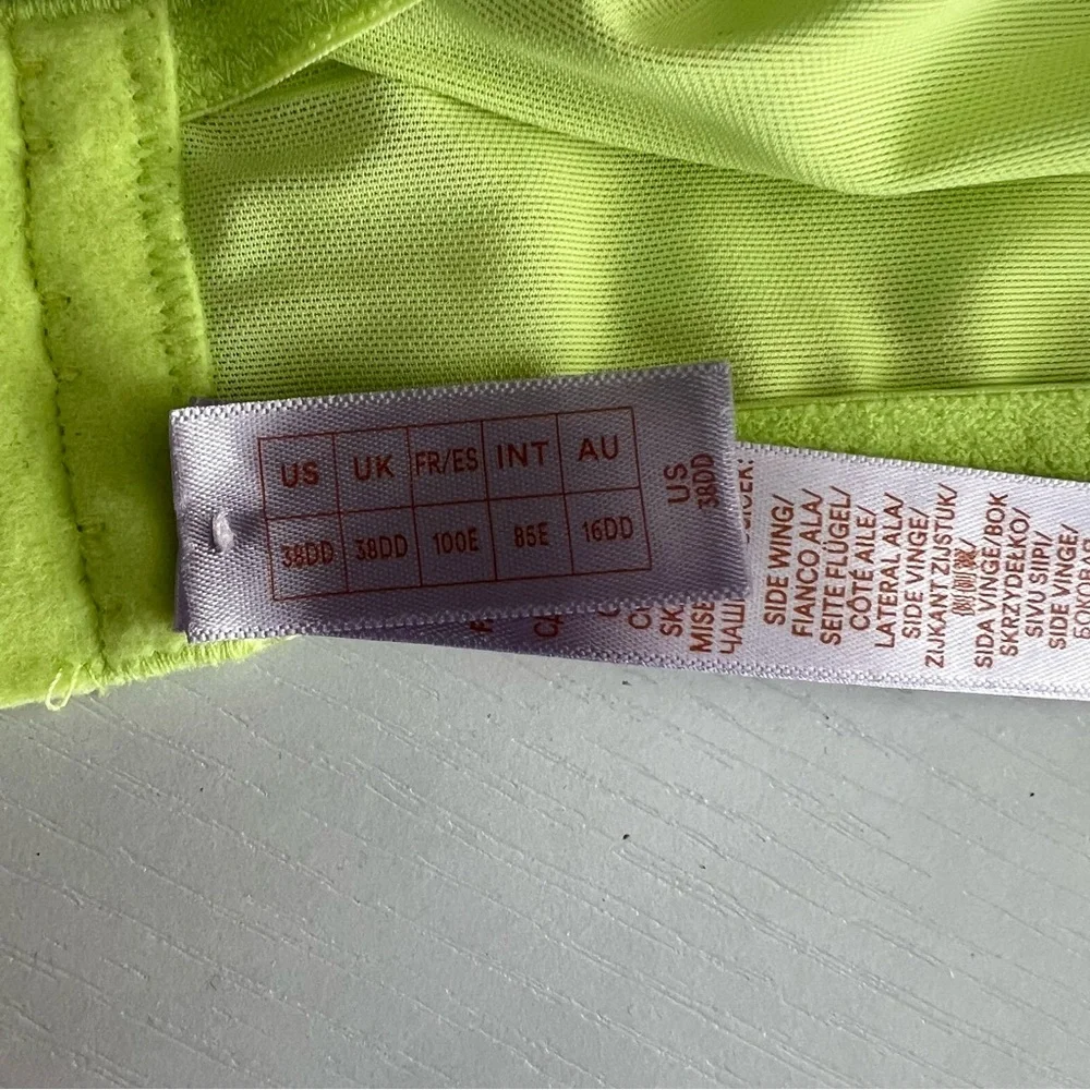 Savage X Fenty Shining Star lime green Embroidered Unlined Demi Bra size 38DD - Picture 10 of 12